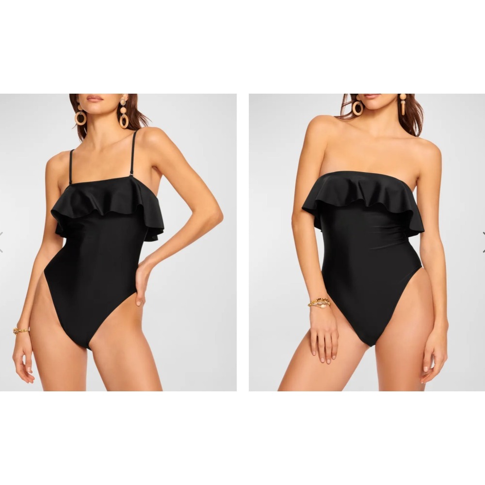 Ramy Brook NWT Black Minna Ruffle One Piece Bathing Suit Size Small